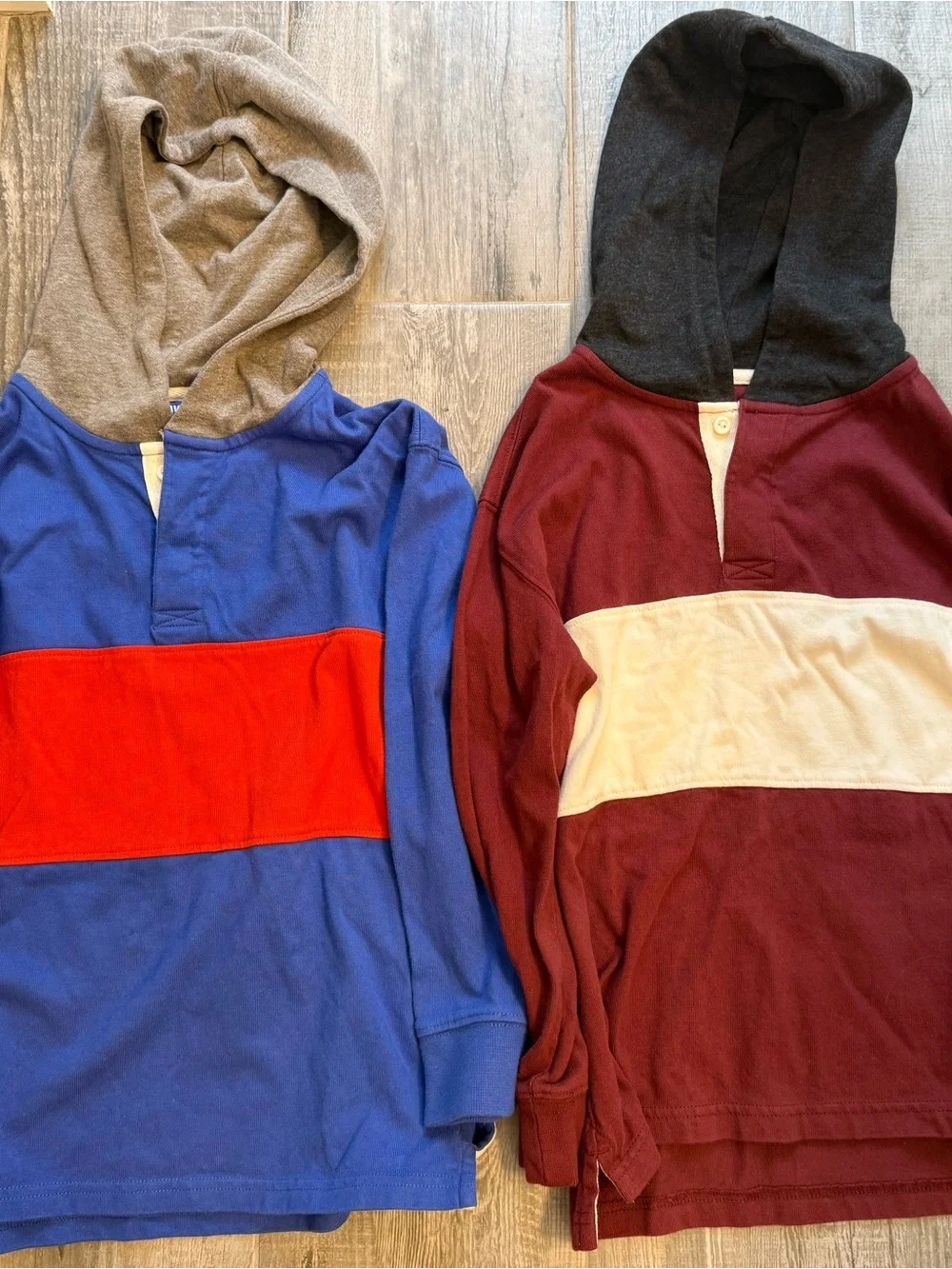 Medium Old Navy Kids Colorblock Hooded Long-Sleeve Rugby Top NEVER WORN